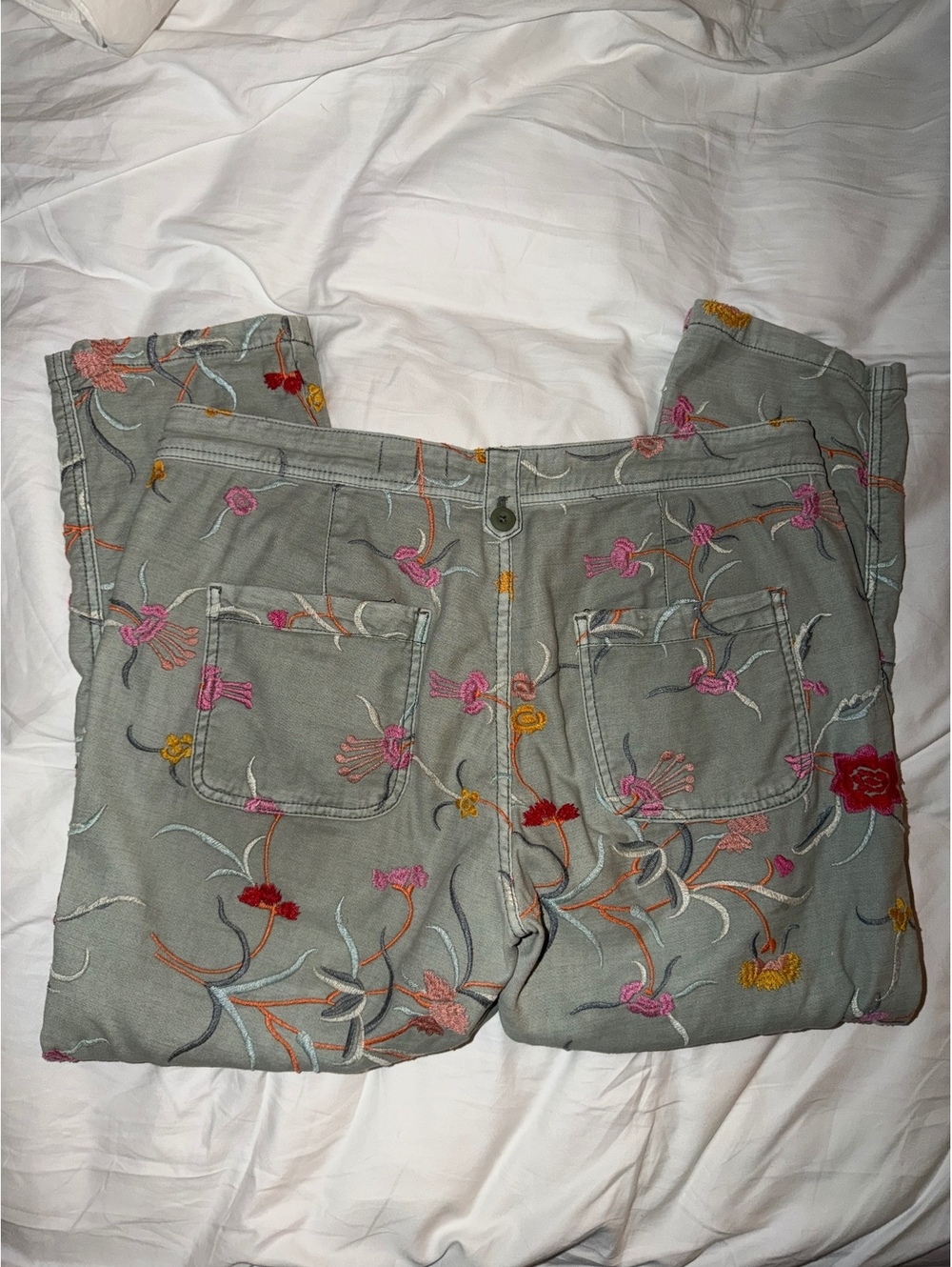 Anthropologie Pilcro The Wanderer Embroidered Floral Cargo Utility Pants 31P - Picture 5 of 9